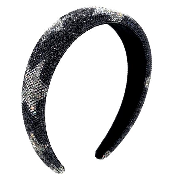 Black and‎ Silver Rhinestone Headband Sparkly Hair Accessory - Picture 3 of 6